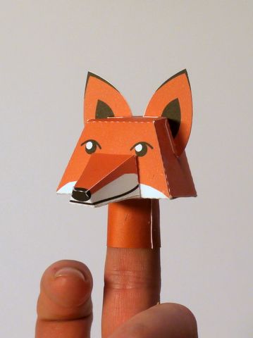 Grosgrain: Free Paper Origami Finger Puppets Paper Finger Puppets, Finger Doll, Paper Fox, Paper Bag Puppets, Paper Puppets, Fox Pictures, Printable Animals, Finger Puppet, Finger Puppets