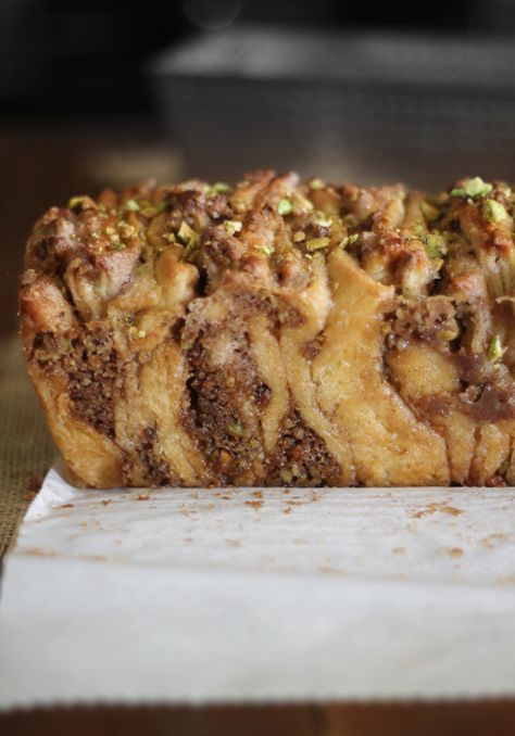 Baklava Pull-Apart Bread Recipe A Loaf Of Bread, Healthy Comfort, Loaf Of Bread, Pull Apart Bread, Monkey Bread, Quick Breads, Honey And Cinnamon, Dessert Bread, Arabic Food