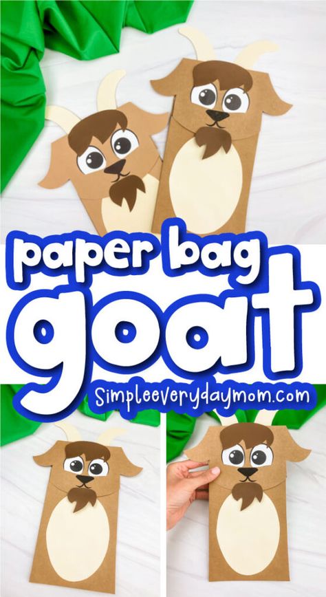 Animal Activity For Kids, Goat Puppet, Paper Bag Puppet Craft, Bag Puppet, Farm Animals Activities, Cow Craft, Puppet Craft, Animal Activities For Kids, Cute Goat