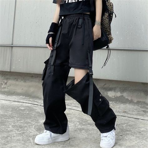 Women Zipper Techwear, Black Harujuku Cargo Pants, Ribbons Cyberpunk Streetwear, Baggy Gothic Steampunk, Pocket Techwear Pant, Hip Hop Pants ABOUT SIZE Size chart to find your perfect size, you may need to go up 1-2 sizes to fit western sizes. If you are wearing EU/US size S, you can choose our size L or XL. 1-3 cm difference is allowed due to measuring by hand (1 cm = 0.39 inch). WHY US My pants can blend in with any culture, hip hop, skate, surf, street. Comfortable fit for men and women who l Emo Harajuku, Tomboy Stil, White Overalls, Mode Punk, Work Pants Women, Harajuku Streetwear, Tomboy Outfits, Hip Hop Outfits, Korean Fashion Women