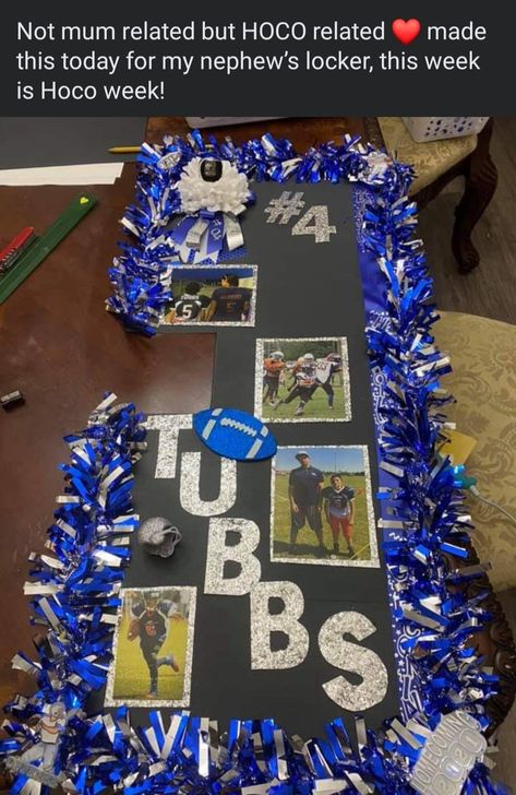 Senior Football Locker Decorations, Senior Locker Decorations Football, Homecoming Locker Room Decorations Football, Locker Decorations For Sports Football, Football Player Locker Decorations, Homecoming Boards, Locker Posters, Basketball Locker Decorations, Volleyball Locker Decorations