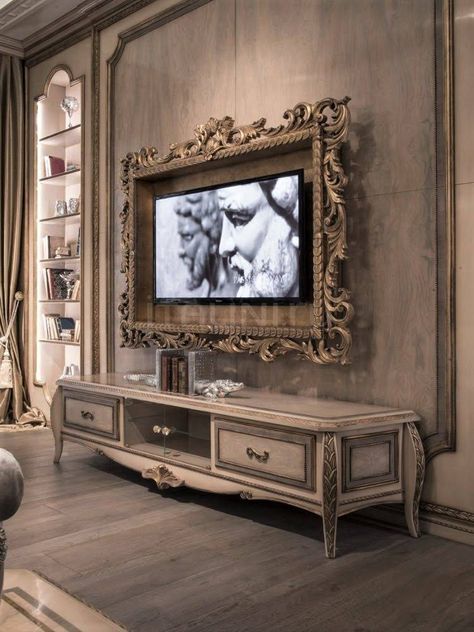 Cottage Shabby Chic, Tv Wall Design, Tv Decor, Home Room Design, Tv Room, Tv Wall, Framed Tv, Luxurious Bedrooms, Entertainment Center