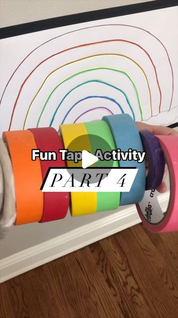 Brittany Bacharach on Instagram: "Have you ordered the rainbow tape yet? If so, you’re going to want to set this up! And if you haven’t, see my story highlights under “links” to grab your set! On a piece of paper, draw a rainbow. Hide small pieces of colored tape in the colors of the rainbow around the house. Be sure to test any surfaces you put the tape on first! Let your kids run and find pieces of tape, peel the tape off, and place the tape on the paper in the correct rainbow band. Continue until the tape rainbow is complete. Save this to try and follow to see the next tape activity in the series. #finemotorskill #indooractivity #toddleractivitiesathome" Draw A Rainbow, Colored Tape, Tape Projects, Rainbow Band, Baby Play Activities, The Colors Of The Rainbow, Colors Of The Rainbow, Piece Of Paper, Kids Running