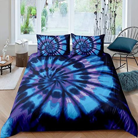 Bedsets Ideas, Draps Design, Comforter Sets Boho, Hippie Bedding, Tie Dye Bedding, Bedroom Vibes, Boho Duvet Cover, Boho Duvet, Bed Comforter