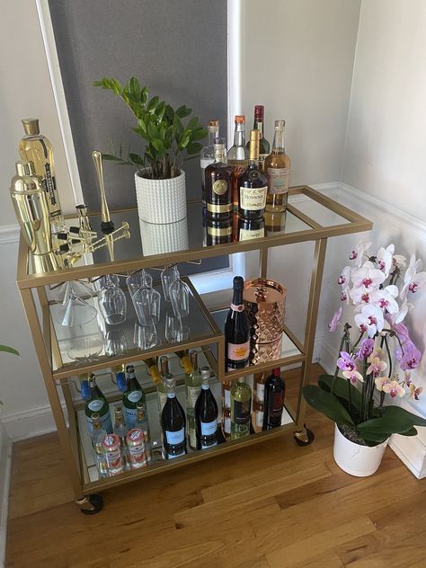 Alcohol Cart, Bar Cart Inspo, Perfect Bar Cart, What Is Home, Metal Bar Cart, Perfect Bar, My Own Place, My Bar, Crash Pad