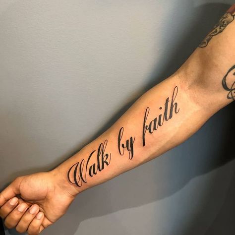 Arm Tattoos Lettering, Arm Quote Tattoos, Scripture Tattoos, Maching Tattoos, Forearm Tattoo Quotes, Half Sleeve Tattoos Forearm, Verse Tattoos, Forearm Sleeve Tattoos, Cool Forearm Tattoos