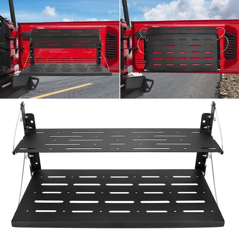 PRICES MAY VARY. Double-Layer Design: The double-layer design for 2007-2017 Wrangler JK provide more space for storage, it is not only large enough to use as a picnic table for tailgates or lunch on the trail, but also makes for a great workbench while working on your vehicle. Material: The Tailgate Tables are made of 12 gauge Steel and will handle up to 100lbs, the foldable design help you easy to fold up when not in use. Easy to Install: Easy installation mounts in existing holes that are on t Tailgate Table, Truck Beds, Door Table, 2007 Jeep Wrangler, Shelf Storage, 12 Gauge, Wrangler Jk, Truck Bed, Design Help