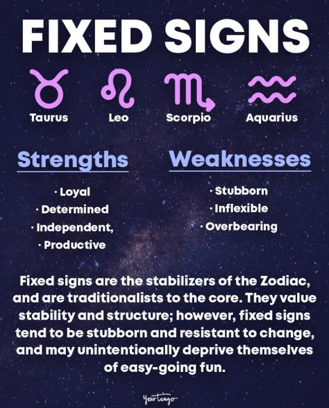 The 4 Fixed Signs Of Astrology & Their Meanings Explained Fixed Signs Zodiac, Understanding Astrology, Fixed Signs, Scorpio Decans, Astrology Terminology, What Do The Planets Mean In Astrology, Astrology Explained, Astrology Sign Descriptions, Astrological Elements