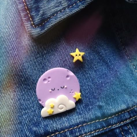 Diy Fimo, Star Brooch, Polymer Clay Kawaii, Clay Diy Projects, Tanah Liat, Clay Crafts Air Dry, Polymer Clay Diy, Polymer Clay Jewelry Diy, Polymer Crafts