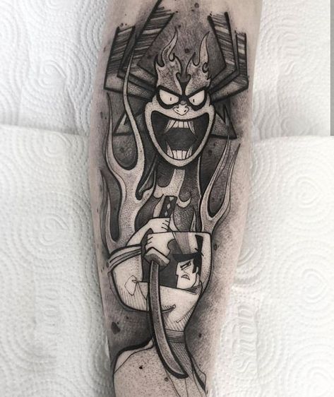 Official VideoGameTattoo Page (@videogametatts) • Instagram photos and videos Samurai Jack Tattoo, Deftones Tattoo, Samurai Jack Aku, Rick And Morty Tattoo, Jack Tattoo, Knight Tattoo, Special Tattoos, Men Tattoos Arm Sleeve, Naruto Tattoo