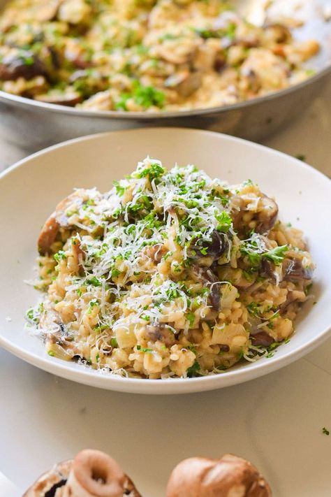 Miso Mushroom Risotto Miso Mushroom Risotto, Miso Risotto, Risotto Side Dish, Shitake Mushroom, White Miso, Mushroom Risotto, Kitchen Stories, Perfect Side Dish, Mushroom Soup