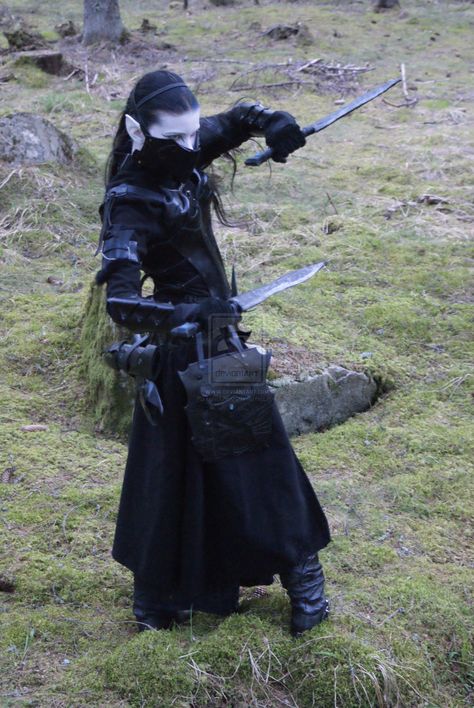 Dark Elf by Headclouds.deviantart.com on @deviantART Wood Elf Costume, Elf Cosplay, Fantasy Land, Girl Elf, Elf Clothes, Wood Elf, Larp Costume, Elf Costume, Dark Elf