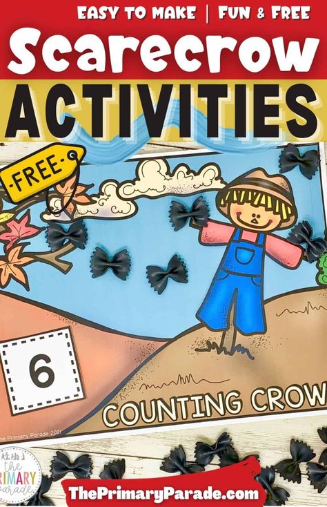 Don’t miss my free printable scarecrow counting activity, scarecrow crafts, and even more learning fun and scarecrow printables you can pair up with The Scarecrow picture book by Beth Ferry. Scarecrow Activities Preschool, Scarecrow Crafts Preschool, Scarecrow Preschool, Scarecrow Activities, The Scarecrows Wedding, Scarecrow Pictures, Tk Ideas, Scarecrow Crafts, Counting Activity