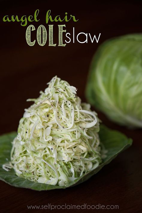 Angel Hair Cole Slaw | Self Proclaimed Foodie - its all in the way you cut the cabbage Angel Hair Coleslaw, Cabbage Salad Recipes, Slaw Recipes, Cole Slaw, Coleslaw Recipe, Cabbage Salad, Angel Hair, Cabbage Recipes, Football Food