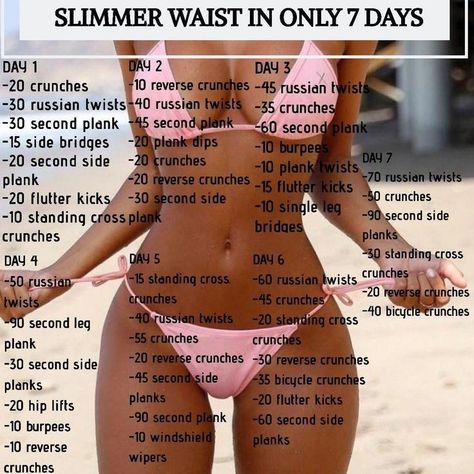 Slimmer Waist, Small Waist Workout, Month Workout, Tummy Workout, Slim Fast, Trening Fitness, Health And Fitness Articles, Ab Workout At Home, Body Workout Plan