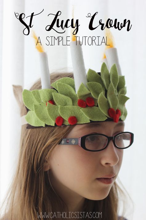 Santa Lucia Day, Saint Costume, Candle Crown, St Lucia Day, St Lucy, Saint Lucy, Catholic Crafts, Saints Days, Crown Crafts