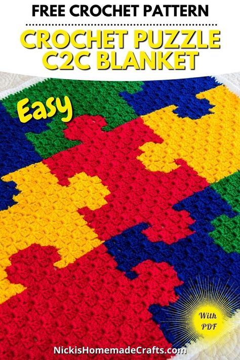 Are you looking for a fun crochet project? Why not try this free crochet puzzle c2c blanket pattern. Whether you’re a crochet beginner or a seasoned expert, you’ll love this beautiful corner to corner crochet project. With its bright colors and playful pattern, this crochet blanket will look incredible draped over your favorite chair or sofa. Moreover, you’ll have something to keep you warm on chilly nights. So grab your hooks and let’s get started! Crochet Puzzle, C2c Blanket Pattern, Cozy Crochet Blanket, Crochet C2c Pattern, C2c Blanket, C2c Crochet Pattern Free, Crochet Blanket Tutorial, Crochet Beginner, Free Baby Blanket Patterns