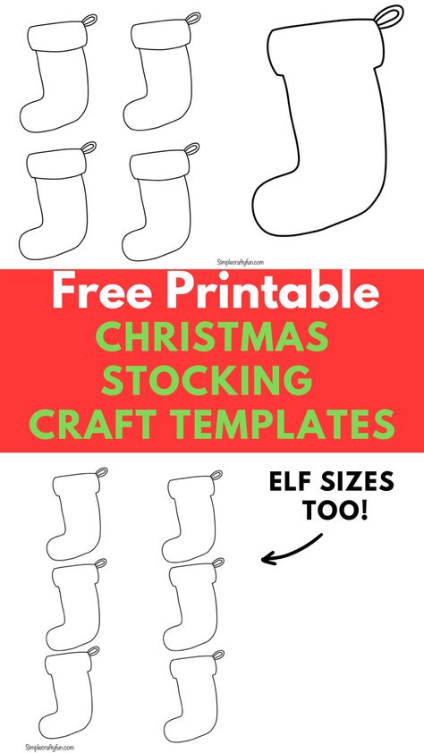 Free Printable Christmas Stocking Templates elf sizes and crafting sizes Stocking Template Printable Free Pattern, Touch Math Printables, Stocking Outline, Bingo Printable Free, Christmas Stocking Template, Christmas Stocking Pattern Free, Stocking Pattern Free, Alphabet Flash Cards Printable, Stocking Template