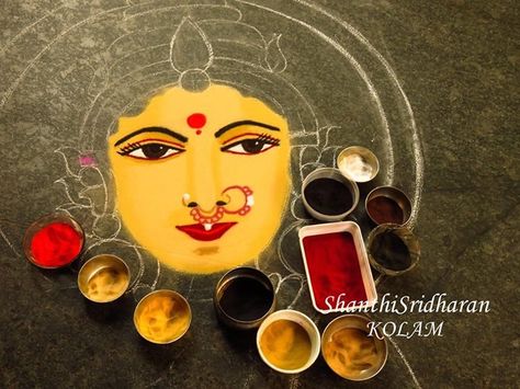 Makings Annapoorani Laxmi Rangoli, Indian Street Art, Rangoli Drawing, Ganpati Rangoli, Eye Health Remedies, Amar Chitra Katha, Easy Rangoli Designs Diwali, Diwali Decorations At Home, Cotton Saree Blouse Designs