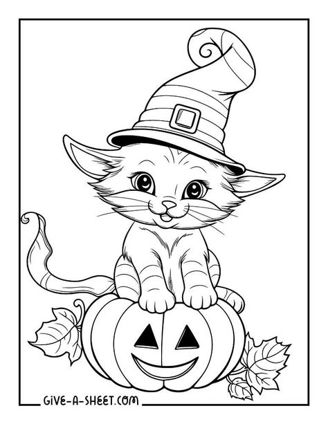 Halloween Cat Coloring Pages, Halloween Pumpkin Coloring Pages, Halloween Coloring Pictures, Coloring Halloween, Halloween Aesthetics, Cute Halloween Coloring Pages, Halloween Stitch, Drawing Halloween, Bat Coloring Pages