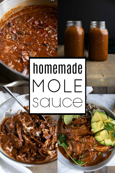 Homemade Mole Sauce Recipe, Homemade Mole Sauce, Mexican Mole Recipe, Mole Enchiladas Recipe, Mole Sauce Recipe, Mexican Mole Sauce, Chicken Mole Recipe, Mexican Sauces, Mexican Mole