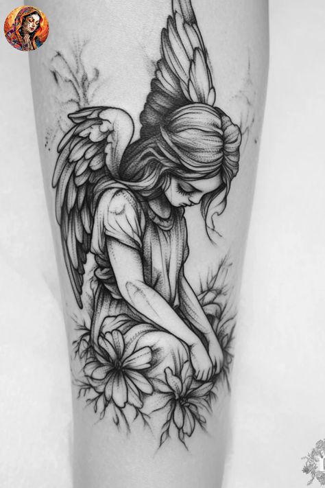 50+ Angel Tattoo Designs for Women: Find your perfect angel tattoo, from intricate sleeves to delicate back designs. Discover the ultimate inspiration here! Faceless Angel Tattoo, Women Angel Tattoo, Angel Tattoo Designs For Women, Angel Tattoo Ideas, Angel Tattoo For Women, Guardian Angel Tattoo Designs, Guardian Angel Tattoo, Archangel Tattoo, Michael Archangel