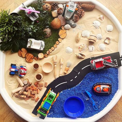 Paw Patrol Tuff Tray Ideas, Paw Patrol Tuff Tray, Tuff Spot, Sand Tray, Rainbow Rice, Log Slices, Paw Patrol Birthday Party, Patrol Party, Sand Play