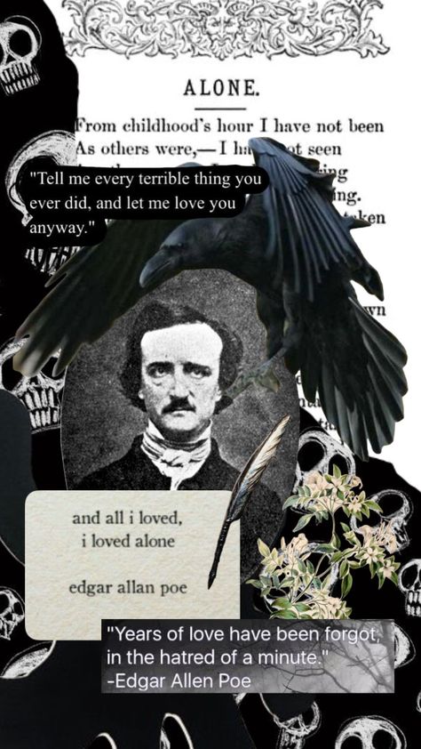 Edgar Allen Poe Art, Edgar Allen Poe Quotes, Poe Quotes, Halloween Wallpaper Backgrounds, Girl Iphone Wallpaper, Digital Collage Art, Artistic Wallpaper, Victorian Aesthetic, Gothic Wallpaper