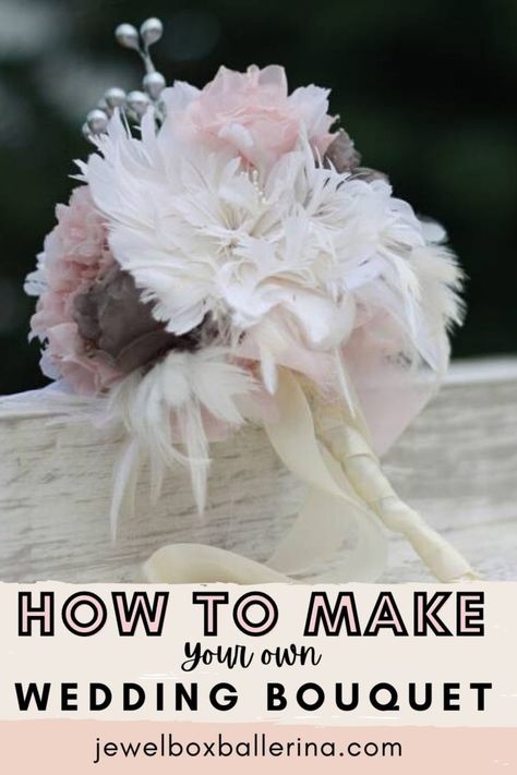 Make A Bridal Bouquet, Dream Wedding Bouquet, Feather Bouquet, Feather Flowers, Fabric Bouquet, Fabric Flower Bouquet, Bouquet Tutorial, Making Fabric Flowers, Rustic Wedding Bouquet