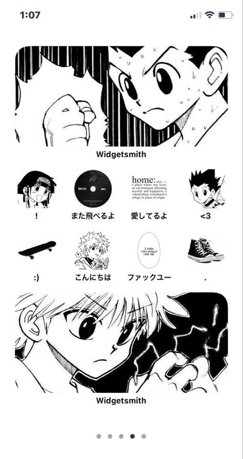 Hxh Phone Layout, Hxh Phone Case, Hxh Homescreen Layout, Manga Phone Theme, Manga Homescreen Layout, Manga Phone Layout, Hxh Homescreen, Ios 16 Home Screen Ideas Anime, Anime Homescreen