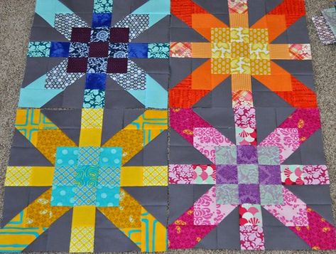 Supernova Quilt, Nova Quilt, Artsy Quilts, Hst Blocks, Cross Quilts, Quilt Free Pattern, Big Block Quilts, Plus Quilt, 9 Patch Quilt