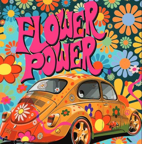 The flower power party's in Ibiza Rent Summer - Holiday Rentals 1960 Flower Power, 60s Aesthetic Art, Flower Power Aesthetic, Flower Power Poster, Power Artwork, Combi Hippie, Vintage Website, Flower Power 60s, Arte Hippy