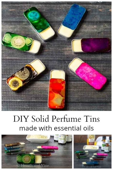 Solid Perfume Packaging, Solid Parfum, Homemade Perfumes, Diy Solid Perfume, Solid Perfume Diy, Perfume With Essential Oils, Solid Perfume Recipes, Essential Oil Perfume Blends, Essential Oils Hair