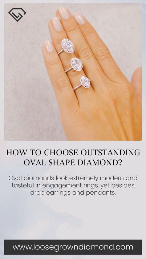 There’s been a lot of buzz around the oval cut, and it’s quickly becoming one of the mainstream diamond shapes for engagement rings. Oval diamonds look extremely modern and tasteful in engagement rings, yet besides drop earrings and pendants. #loosegrowndiamond #ovalshapediamond #ovalcutdiamond Oval Shaped Engagement Rings, Rings Oval, Oval Diamond Ring, Engagement Ring Shapes, Engagement Rings Oval, Oval Cut Diamond, Oval Diamond, Wedding Invitation Cards, Invitation Card