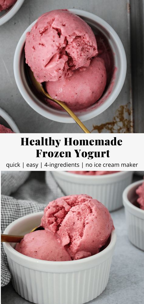 Homemade Frozen Yogurt Recipes, Healthy Frozen Yogurt, Homemade Frozen Yogurt, Strawberry Frozen Yogurt, Frozen Greek Yogurt, Frozen Yogurt Recipes, Frozen Yogurt Shop, Yogurt Ice Cream, Healthy Yogurt