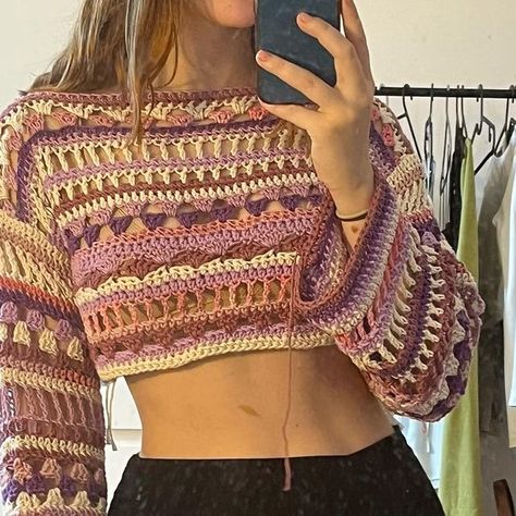 Crochet Simple Top, Simple Crochet Crop Top, Crochet Summer Shirt, Crop Crochet Top, Crochet Patterns For Summer, Crochet T Shirt, Hippie Crochet, Crochet Cowl Pattern, Simple Crochet