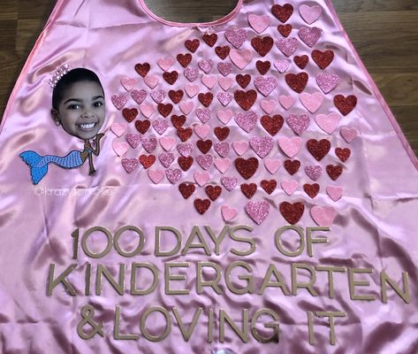 100 Days of School Cape Mermaid with Hearts for Kindergarten 100th Day Of School Cape Ideas, 100 Day Cape School Projects, 100th Day Of School Cape, 100 Days Of School Cape Ideas, 100 Day Cape, 100 Days Of School Cape, 100days Of School Shirt, 100 Day Of School Project, Random Crafts