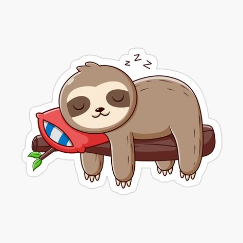 Sloth Drawings, Sleep Stickers, Trees Stickers, Cartoon Sleeping, Sloth Drawing, Sloth Cartoon, Sloth Stickers, Funny Laptop Stickers, Tree Sticker