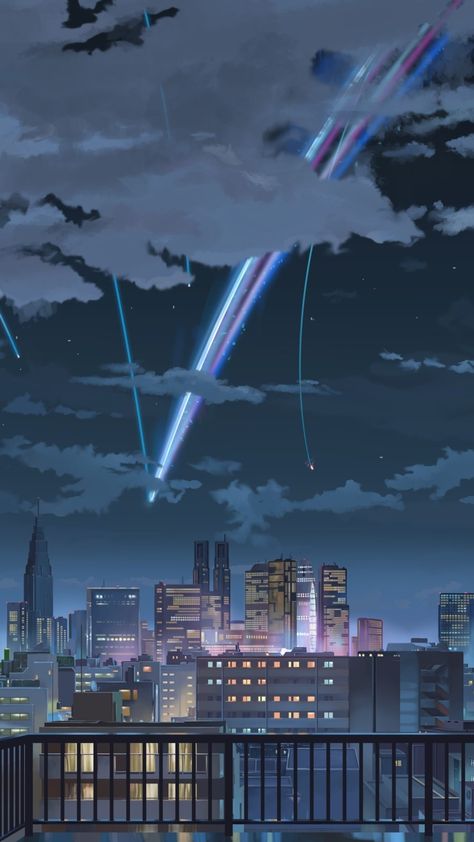 Kimi No Na Wa Wallpaper, Your Name Wallpaper, Tipografi 3d, Your Name Anime, Wallpaper Texture, Sky Anime, Anime City, Japon Illustration, Wallpaper Animes