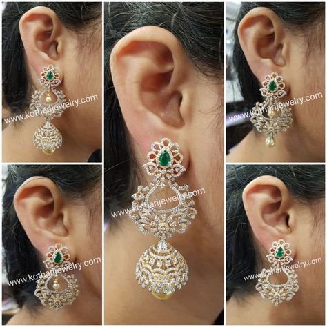 Multi Way Detachable Diamond Jhumka Earring Jhumka Earrings Gold, Diamond Earrings Indian, Diamond Jhumkas, Diamond Earrings Wedding, Indian Diamond Jewellery, Bridal Diamond Necklace, Indian Celebrity, Pure Gold Jewellery, Perhiasan India