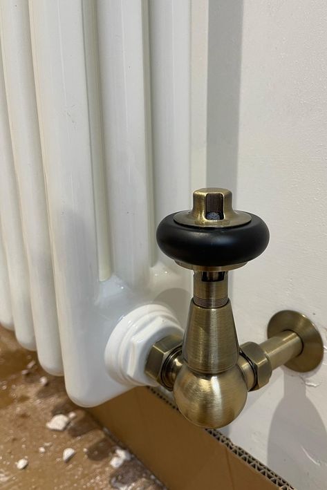 Brass Radiator Valves, Stairs And Hallway Ideas, Home Heating Systems, Cast Iron Radiator, Column Radiator, Traditional Radiators, Radiators Modern, Black Radiators, Attic Bathroom