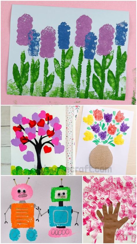 Summer Painting with Sponge Stamps Sponge Stamps, Different Painting Techniques, Sponge Crafts, Painting Crafts For Kids, Welcome To Summer, Easy Flower Painting, Sponge Painting, Aba Therapy, Summer Painting