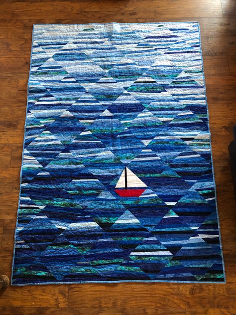 Lake Quilt, Lighthouse Quilt, Ocean Quilts Ideas, Boat Quilt, Ocean Quilt, Nautical Quilt, Beach Quilt, Landscape Art Quilts, Paper Pieced Quilt Patterns