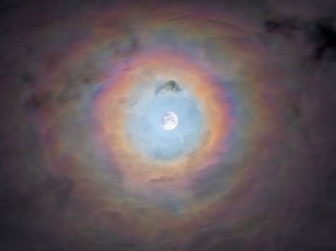 Night Rainbow, Angelic Aesthetic, Angel Clouds, Spiritual Pictures, Moon Rainbow, Cloudy Nights, Cider House, Atmospheric Phenomenon, Moon Pictures