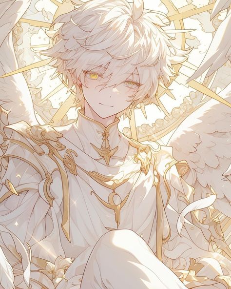 Child Oc Art Boy, Blond Guy Art, Anime Fairy Boy, White Hair Male Character Design, Angel Design Character, Angel Boy Art, Angel Anime Boy, Blonde Oc Male, Anime Angel Boy