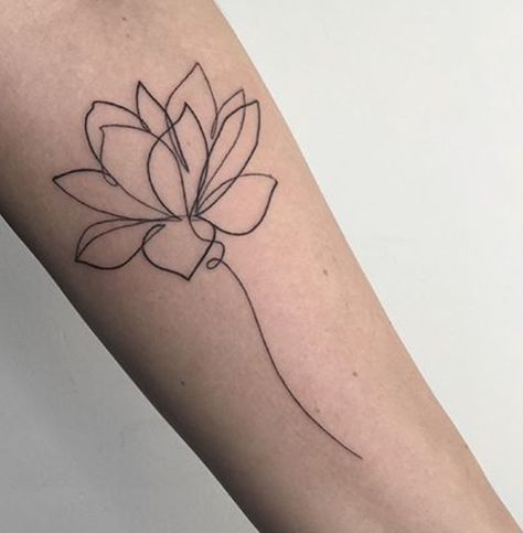 Single Line Lotus Tattoo, Continuous Line Lotus Flower, One Line Lotus Tattoo, Lotus Flower Line Tattoo, Lotus Flower Tattoo Minimalist, Lifeline Tattoos, Simple Line Tattoo, Small Lotus Tattoo, Continuous Line Tattoo