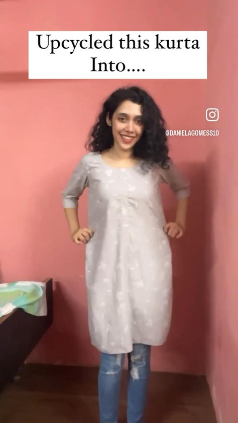 In this video i have upcycled a kurta into a dress with frills. Upcycle /thriftflip ideas Diy Dress Makeover Refashioning Ideas, Old Kurti Reuse Ideas, Saree Upcycle Dresses, Upcycle Saree, Kurta Stitching Ideas, Kurti From Old Saree, Diy Dress Makeover, Kurti Design Ideas, Up Cycling Clothes