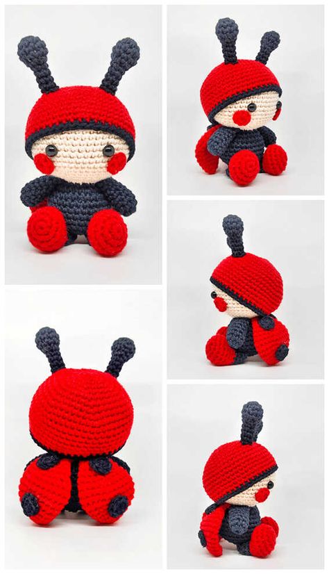 Ladybug Free Crochet Pattern, Ladybug Amigurumi Free Pattern, Crochet Ladybug Pattern Free Amigurumi, Arumigami Crochet, Crochet Ladybug Pattern Free, Arigumi Crochet Amigurumi, Amigurumi Toys Free Pattern, Crochet Baby Toys Free, Free Amigurumi Patterns Animals