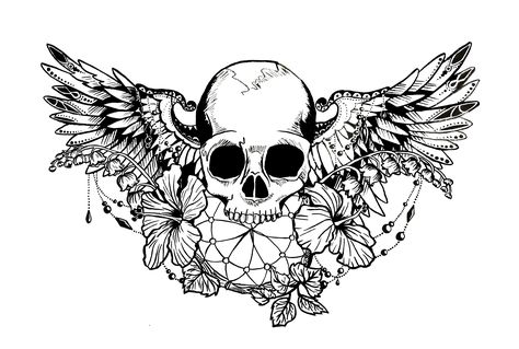 Skull And Wings Tattoo Design, Skull With Wings Tattoo Design, Winged Skull Tattoo, Skull Chest Tattoo Female, Skull And Wings Tattoo, Skull With Wings Tattoo, Skull Wings Tattoo, Skull Neck Tattoo, Tiara Tattoo