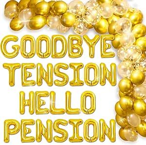 Retirement Decor, Retirement Party Centerpieces, Happy Retirement Decorations, Farewell Party Decorations, Goodbye Tension Hello Pension, Retirement Banner, Leaving Party, Retirement Decorations, Farewell Party